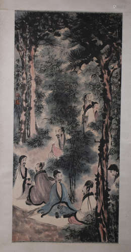 A FIGURE PAINTING 
PAPER SCROLL
FU BAOSHI MARK