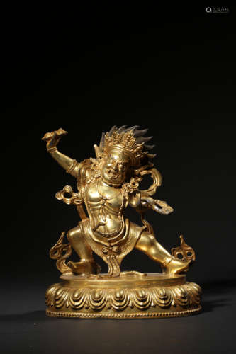 A GILT-BRONZE FIGURE OF VAJRAPANI,QING DYNASTY