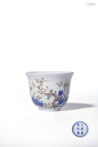 A FAMILLE-ROSE MONTH CUP,MAKE AND PERIOD OF KANGXI