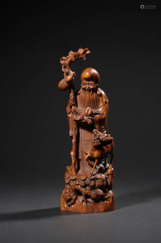 A BOXWOOD BUDDHIST FIGURE，QING DYNASTY