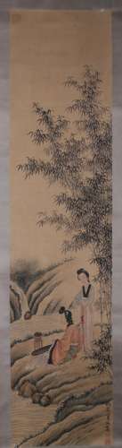 A BEAUTY PAINTING 
SILK SCROLL
QIU YING MARK