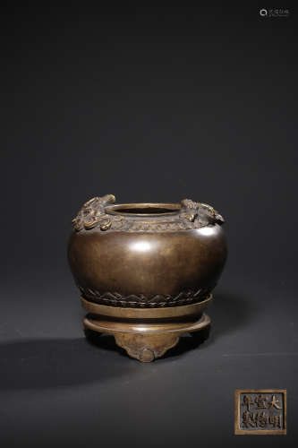 A BRONZE BOWL-SHAPED CENSER,XUANDE MARK ,QING DYNASTY