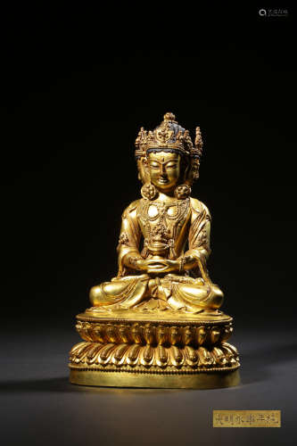 AN IMPERIAL GILT-BRONZE FIGURE OF FOUR-FACED TARA,,MAKE AND ...