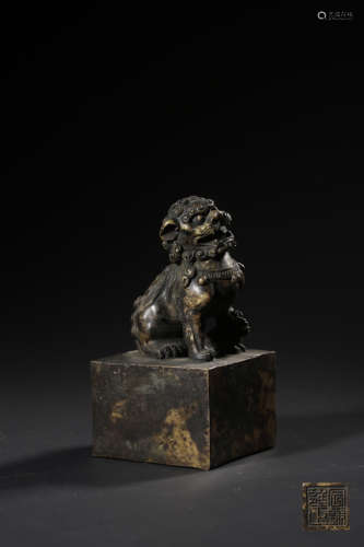 A BRONZE‘LION’SEAL,YONGZHENG PERIOD