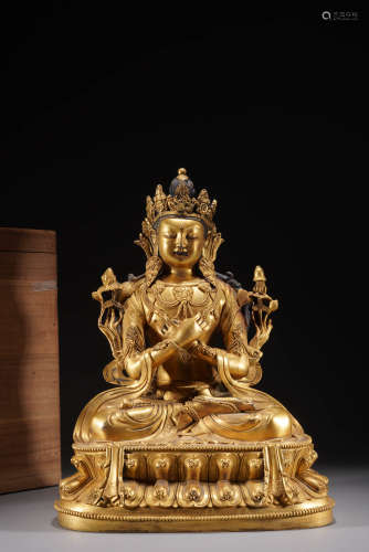 清代 銅鎏金金剛薩陀坐像