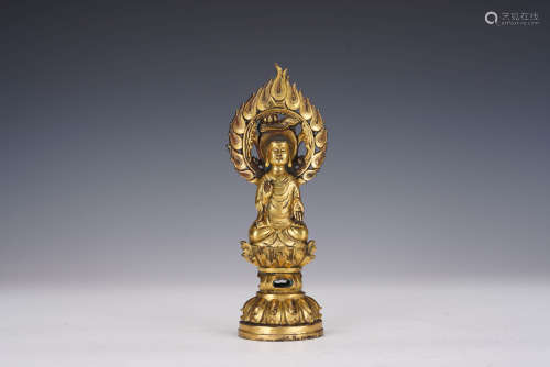 高古 銅鎏金 釋迦牟尼佛 坐像