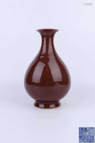 Qianlong Period Red Glaze Porcelain Bottle, China