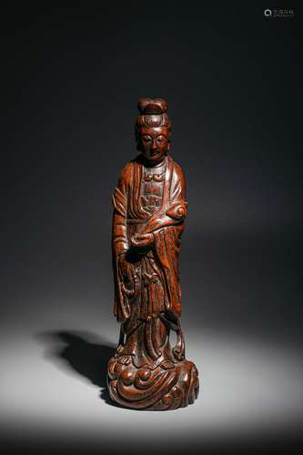 Qing Dynasty Bamboo Carving Guanyin, China