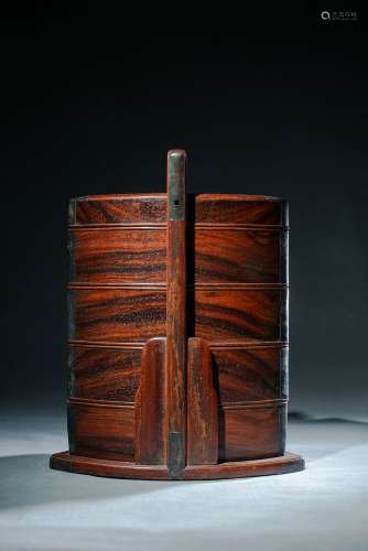 Qing Dynasty Huanghuali Wooden Fan Shaped Box, China