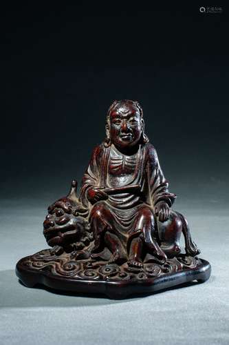 Qing Dynasty Agarwood Wooden Carving Lion Lohan, China