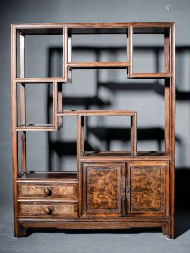 Qing Dynasty Rosewood Study Room Bookcase With Treasure, Chi...