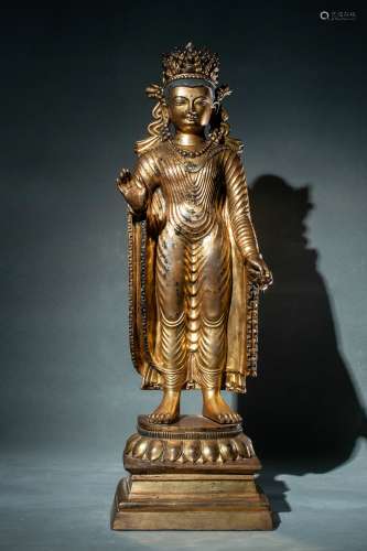 Ming Dynasty Bronze Gold Gilded Statue Of Buddha, China
