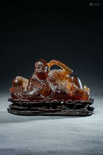 Qing Dynasty Amber Lion Lohan, China