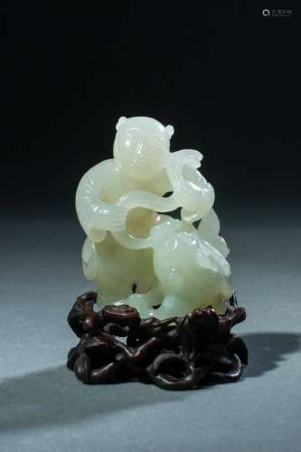 Qing Dynasty Hetian White Jade Ornament, China