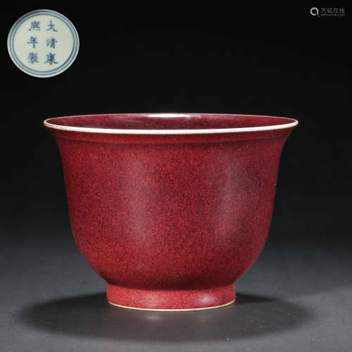 RED GLAZED POT IN THE KANGXI PERIOD OF THE QING DYNASTY, CHI...