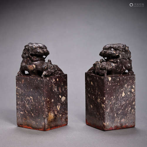A SET OF CHINESE QING DYNASTY STONE SEALS