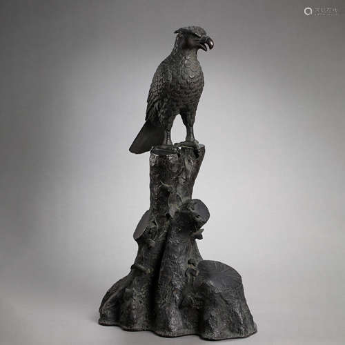 CHINESE QING DYNASTY BRONZE OWL