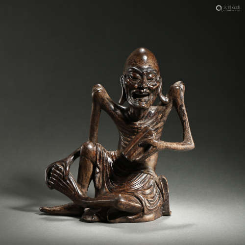CHINESE QING DYNASTY SANDALWOOD STATUE OF THE GREAT IMMORTAL