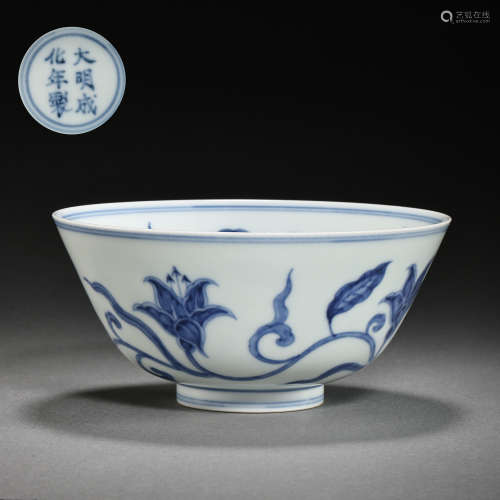 BLUE AND WHITE PORCELAIN BOWL OF THE MING DYNASTY IN CHINA