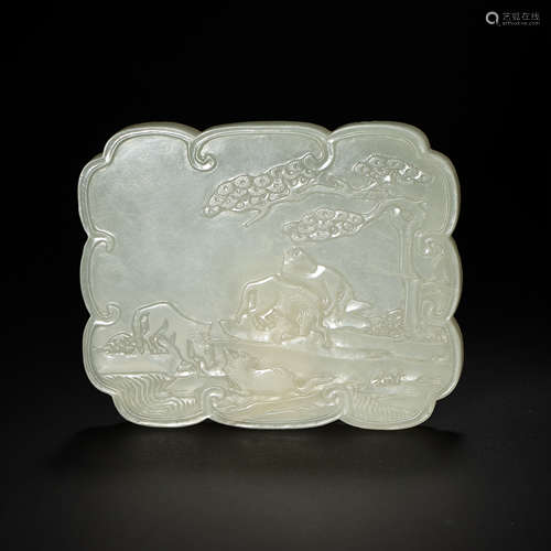 CHINESE QING DYNASTY HETIAN JADE TILE