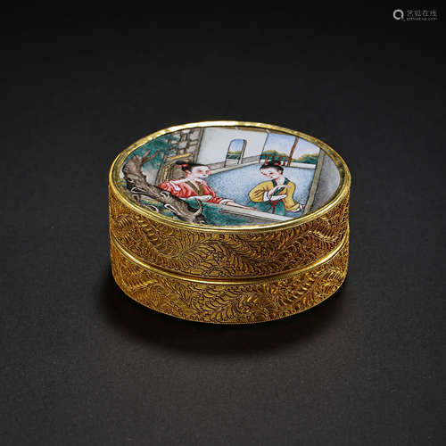 CHINESE QING DYNASTY FILIGREE ENAMEL POWDER BOX