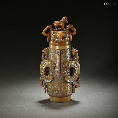 CHINESE HAN DYNASTY HETIAN JADE BOTTLE