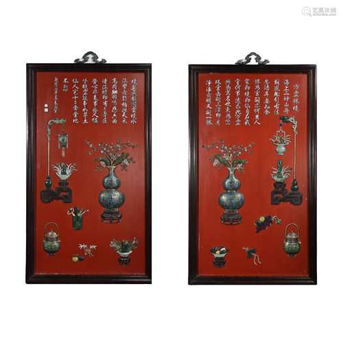 A PAIR OF CHINESE QING DYNASTY DUOBAO HANGING SCREENS