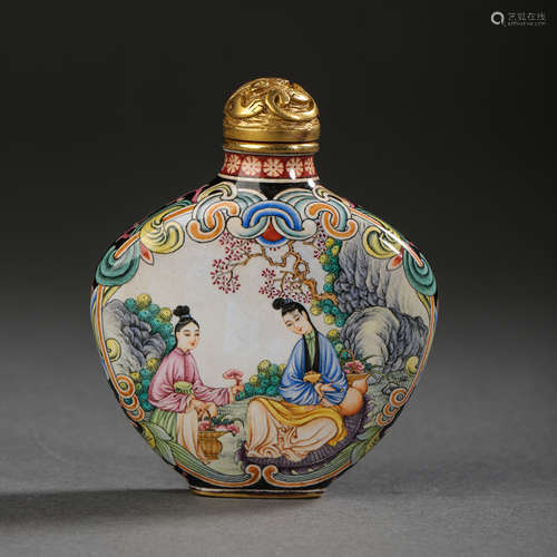 CHINESE QING DYNASTY ENAMEL COLOR SNUFF BOTTLE