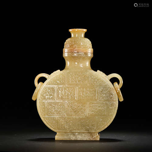 CHINESE MING DYNASTY HETIAN JADE FLAT VASE