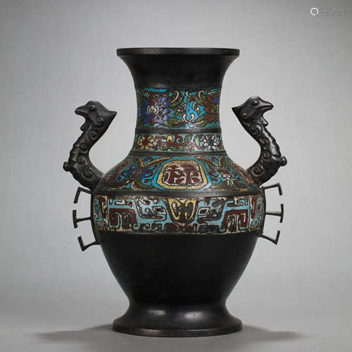 CHINESE MING DYNASTY BRONZE CLOISONNE VASE