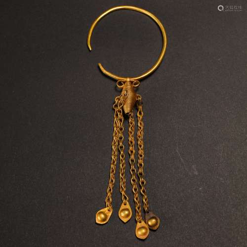 CHINESE TANG DYNASTY PURE GOLD KOREAN EARRINGS