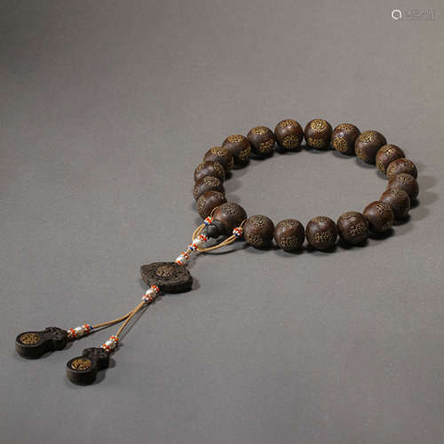 CHINESE QING DYNASTY SANDALWOOD BEADS BRACELET