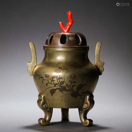 CHINESE QING DYNASTY BRONZE INCENSE BURNER