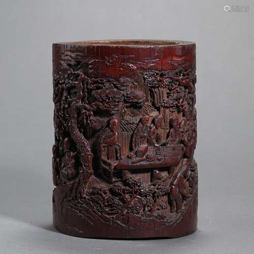 CHINESE QING DYNASTY BAMBOO CARVING PEN HOLDER