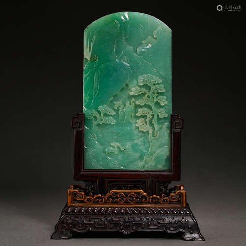 CHINESE QING DYNASTY JADE TABLE SCREEN