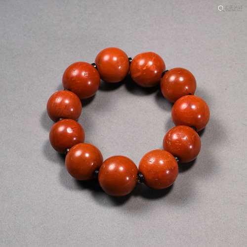 CHINESE TANG DYNASTY NANHONG AGATE BRACELET