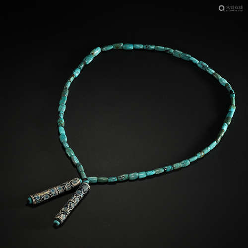 CHINESE HAN DYNASTY TURQUOISE BEADS NECKLACE