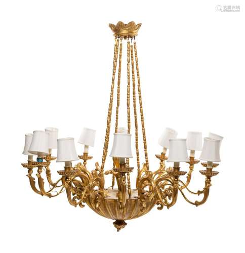 An Austrian Giltwood Twelve-Light Chandelier