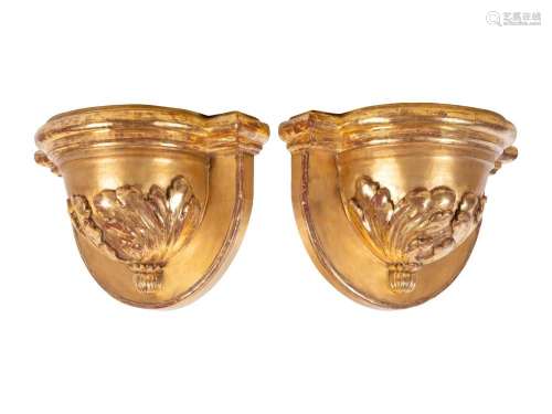 A Pair of Continental Giltwood Wall Brackets