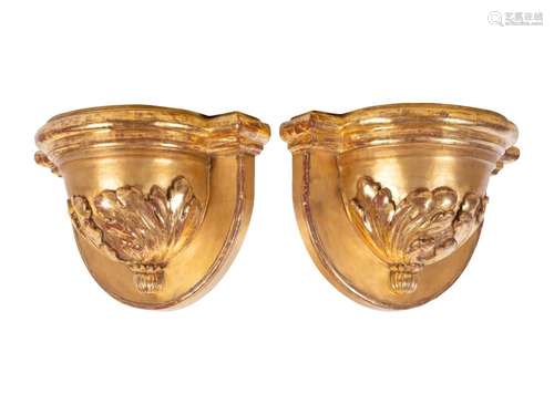 A Pair of Continental Giltwood Wall Brackets