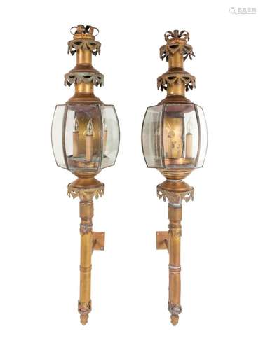 A Pair of Continental Brass Carriage Lanterns