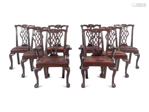 A Set of Eight George III Mahogany Dining Chairs