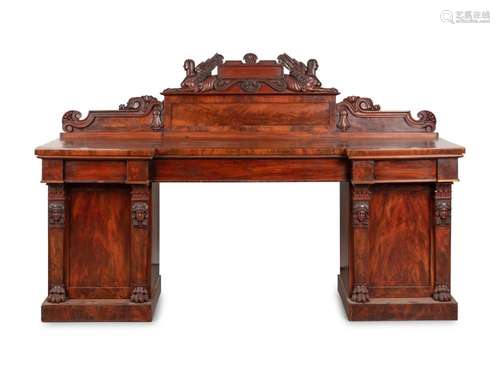 A Regency Egyptian Revival Mahogany Sideboard