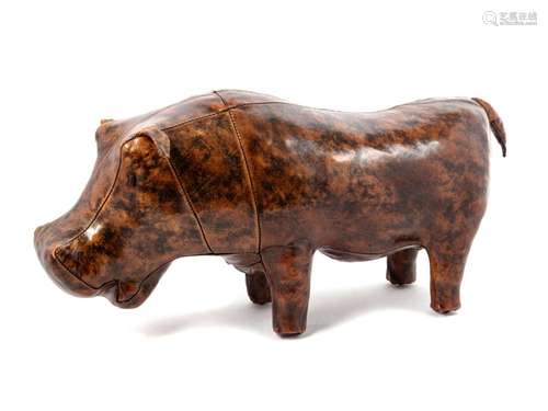 An Omersa Leather Hippopotamus Footstool