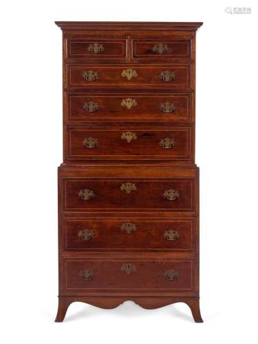 A Federal Style Inlaid Mahogany Chest-on-Chest