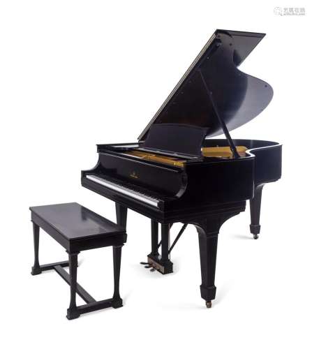 A Steinway and Sons Black Lacquered Model O Piano