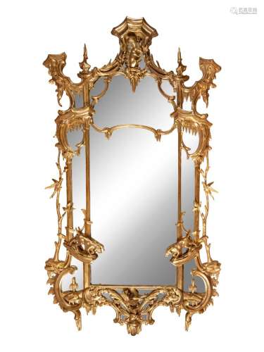 A Chinese Chippendale Giltwood Mirror