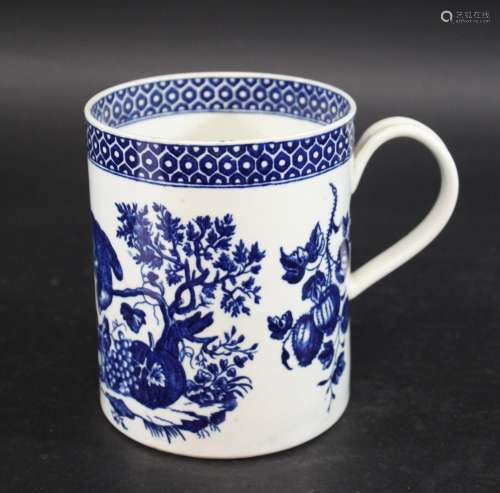 18THC WORCESTER TANKARD a large porcelain tankard printed in...