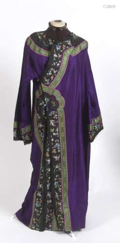 CHINESE SILK ROBE a late 19thc or early 20thc full length un...