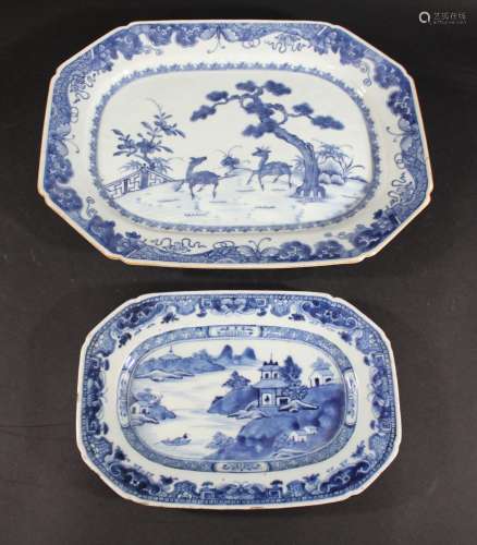 18THC CHINESE BLUE & WHITE PORCELAIN DISH the rectangula...